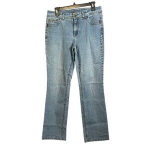 Charter Club Classic Fit Straight‎ Leg Jeans Floral Pocket Embroidery SZ8 30X30